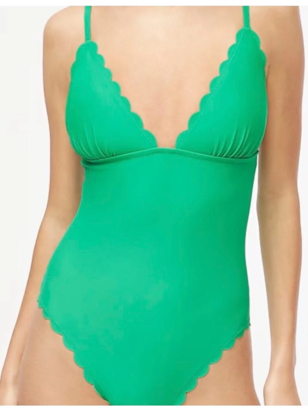 J. Crew scalloped emerald‎ green one piece swimsuit NWT XL